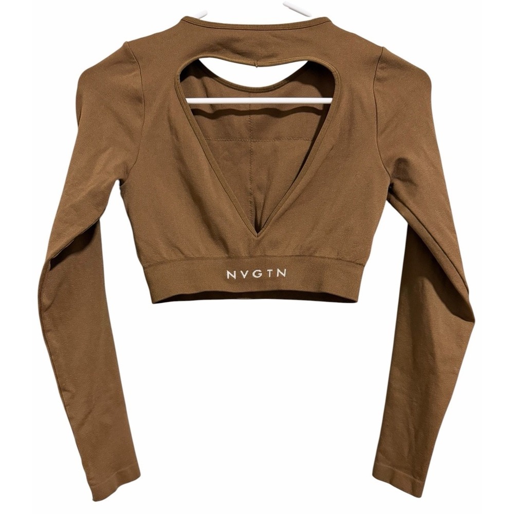 NVGTN Journey Long Sleeve Crop Top‎ Brown Women's Size X-Small